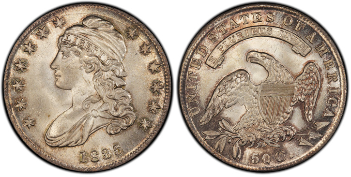1835 Capped Bust Half Dollar. O-108. MS-65+ (PCGS).